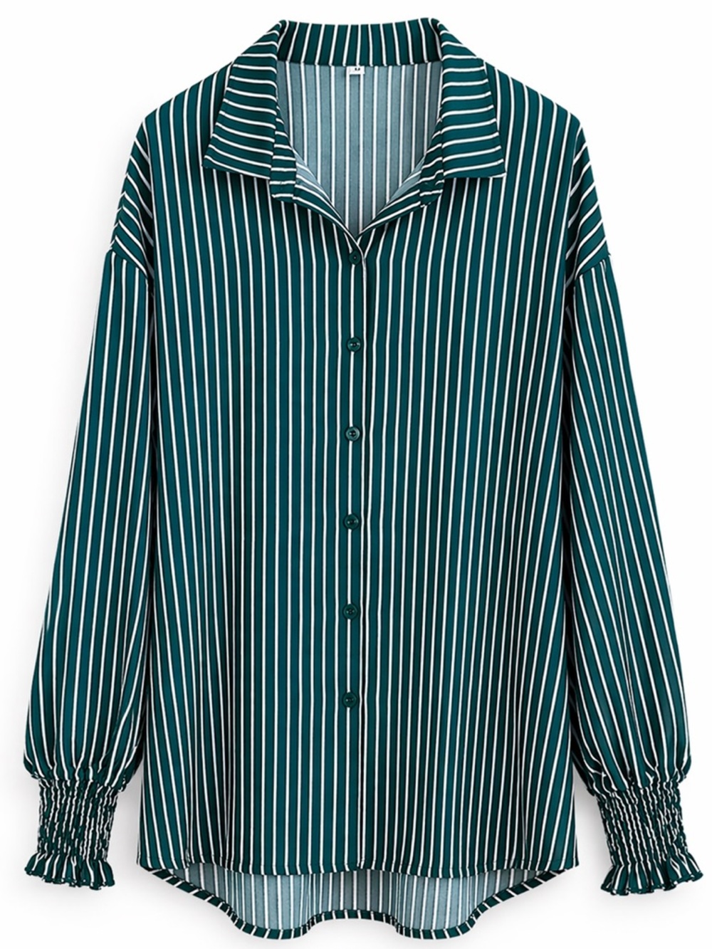 Oversized Button Down Shirt 2XL Green Stripe Lightweight Relaxed Blouse